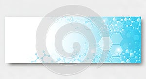 Abstract blue molecular structure background banner