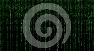 Green Digital Code Falling Background, Binary Code, Data Stream, Technology Concept