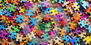 Abstract Background Featuring a Colorful Array of Unsolved Puzzles Creating a Captivating Visual Puzzle Generative AI