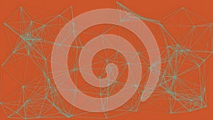 Abstract Geometric Network Grid on Orange Background