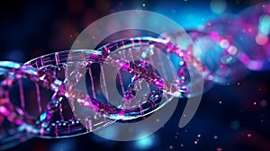 Abstract background featuring a DNA molecule, symbolizing science, genetics, and research photo