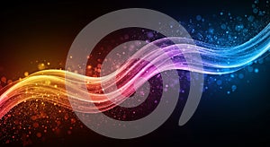 An abstract background featuring a flowing wave of warm and cool colors