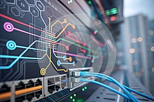 Abstract technology network background photo