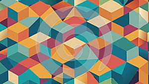 Abstract background of colorful isometric cubes and triangles pattern