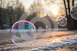 Vibrant abstract background with iridescent orbs