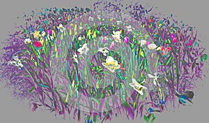 Abstract background of a field of flowers