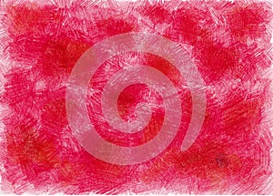 Abstract background. Filled with texture drawn with colored pencils. Different shades of red colors. photo