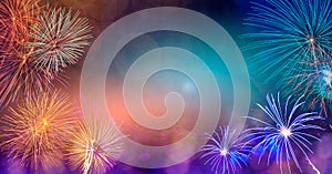 Abstract  Background With Fireworks.Background of new years day celebration Many colorful