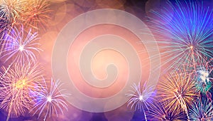 Abstract  Background With Fireworks.Background of new years day celebration Many colorful