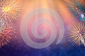 Abstract  Background With Fireworks.Background of new years day celebration Many colorful