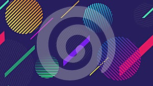 Abstract background in flat style with animation of rounded rectangles, circles and lines