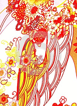 Abstract background with flowers and curves.