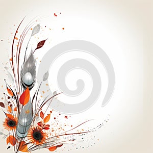 an abstract background with flowers and feathers