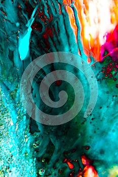Abstract Background flowing color over ice, smoked