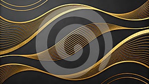 Abstract background with flowing gold lines on dark textured surface