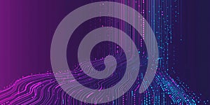 Abstract background,flowing lines,particles, purple and blue gradient,data stream visualization. big data,technology,network