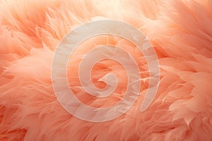 An abstract background of fluffy peach fuzz feathers that are delicate in texture. Color of the year 2024. AI generated.