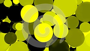 Abstract background. Fluorescent yellow luminous balls. Theme parties.