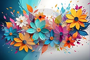 Abstract Background Focus on a Single Blooming Flower - Silhouette Blending into Swirls of Vibrance