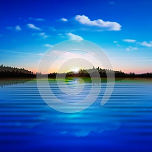 Abstract background with forest lake