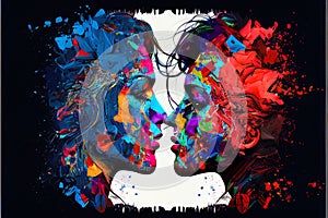 abstract background in the form of lovers, a symbol of Valentine's Day, feelings and emotions between lovers, a