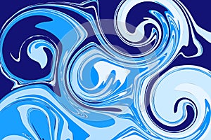 Abstract background in the form of swirled paint. Twisting the colors of blue, blue and white imitate the filling with