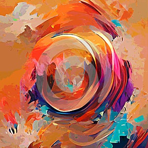 Abstract background. Fragment of a picturesque background. Brush strokes Red, orange, yellow and blue colors. Artistic background 