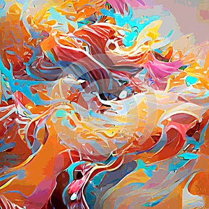 Abstract background. Fragment of a picturesque background. Brush strokes Red, orange, yellow, purple and blue colors. Artistic