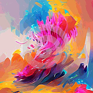 Abstract background. Fragment of a picturesque background. Brush strokes Red, orange, yellow, purple and blue colors. Artistic