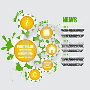 Abstract background with frame and flowers. Vector