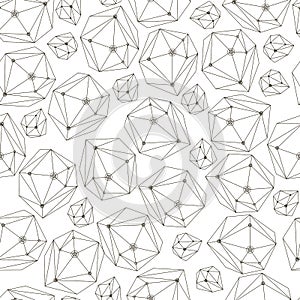 Abstract background with framework crystals. Seamless geometry pattern for textile, wallpaper, wrapping paper, web.