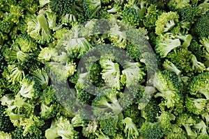 Abstract background of fresh, raw calabrese broccoli florets