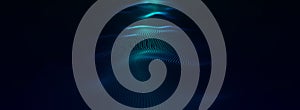 Abstract background with futuristic blue wave. Big data. The concept of network connectivity. 3d rendering