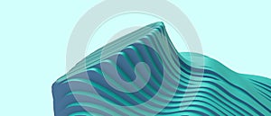 Abstract background Futuristic Curve wave and Mountain Paper Cut digital art for leadership success concept on Blue. Inspiration