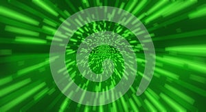 Abstract background futuristic technological tunnel of green color