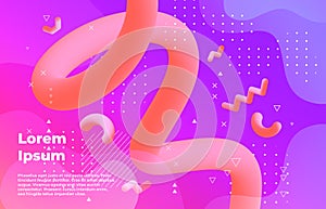 Abstract background. Futuristic vibrant banner with modern geometric shapes, music poster design template. Vector flyers