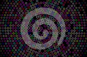 Abstract background with geometric colorful circles on black