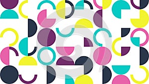 Abstract background of geometric design in Bauhaus style. Vector pattern with punchy colors