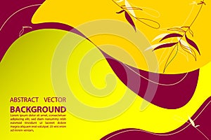 Abstract background geometric liquid shape 2 hand drawn gradient colored maroon and yellow gradient, for posters, banners, and oth