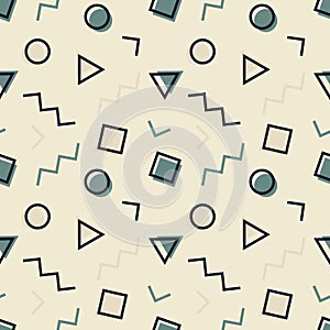 Abstract background of geometric shapes Memphis style. Vector seamless pattern with vintage colors. ready to use for cloth,