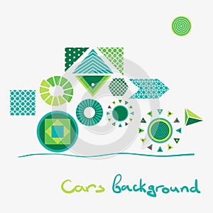 Abstract background of geometric shapes similar to green car