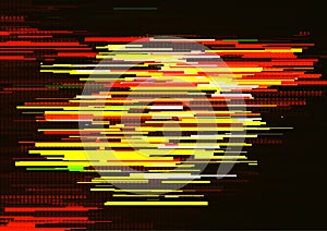 Abstract background with glitched vertical stripes, stream line binary code background with two binary digits 0 and 1.