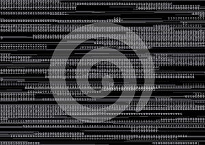 Abstract background with glitched vertical stripes, stream line binary code background with two binary digits 0 and 1.