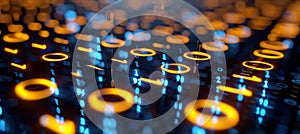 Abstract Background of Glowing Binary Code, Big Data, Cybersecurity, and Machine Learning Concept