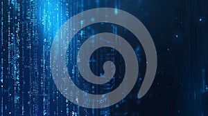 Digital Matrix Rain: Futuristic Blue Binary Code Background