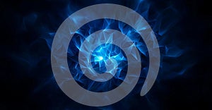 Abstract background with glowing blue triangles creating dynamic visual effect. This design evokes sense of depth and movement,