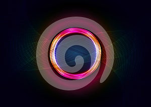 abstract background with glowing circle ring and wave. Modern purple blue gradient flowing wave lines. Futuristic technology