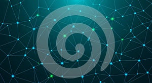 Abstract network technology background with glowing connected dots generative ai