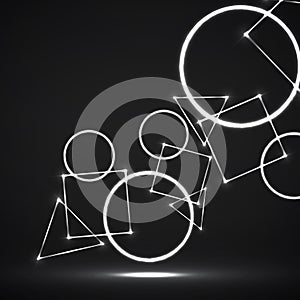 Abstract background of glowing geometric shapes