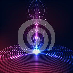 Abstract background with glowing lines and particles. Vector illustration. Eps 10